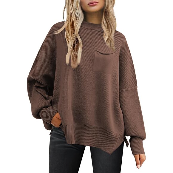 Women´s Oversized Sweater Viscose Blend Crewneck Long...